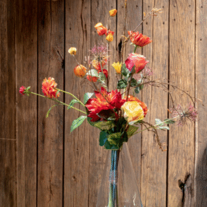 Zijdenplukboeket warme tinten